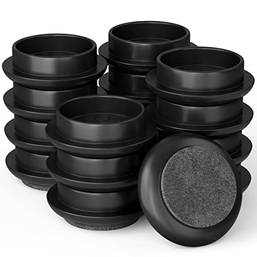 Medipaq Felt Castor Cups - 16x Small 44mm Black - Protects Wooden & Smooth Floors - Chair & Furniture Leg Protectors