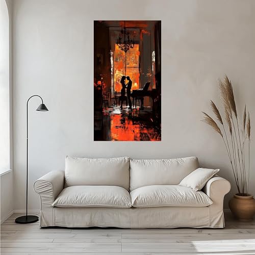 Éclairage orange spectaculaire sur toile décorative de couple intime - 3