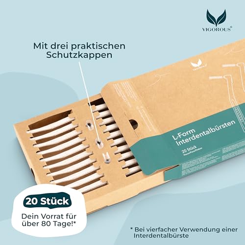 VIGOROUS® Interdentalbürsten L-Form - Größe 5, 0,8 mm -20 Stk. nachhaltige Zahnzwischenraumbürsten - Dentalbürsten für zahnreinigung zwischenräume -gründliche Zahnpflege dank zahnzwischenraumreiniger – Bild 4