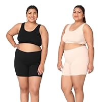 Adira | Cycling Shorts Women | Inner Shorts for Women Dresses | Women Tights Shorts | Soft Stretchy Cotton | Plus Size | Pack of 2 | Black, Skin | 6XL