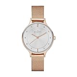 Skagen Damenuhr Anita Lille, Dreizeiger Uhrwerk, 30mm Rose Gold Edelstahlgehäuse mit Edelstahl Mesh Armband, SKW2151