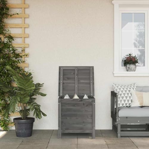 Nqyjm Arcón de jardín Madera Maciza Abeto Gris Antracita 50x49x56,5cm Baúl de Almacenaje para Jardín para Ordenación en Patio y Terraza