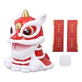 Jerliflyer Solar Powered Dancing Lion Ornament,Chinese New Year Lucky Dancing Lion Toy for Home...