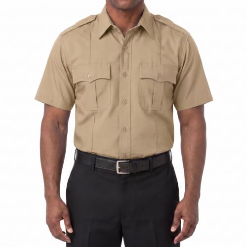 Image of First Class 100% Polyester Short & Long Sleeve Zippered Uniform Shirt 4 Pocket Hidden, Law Enforcement BDU Zipper Closure.