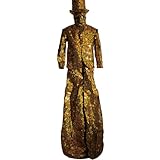 earthradius costume da robot con paillettes a specchio, con luci led, per dj, feste, spettacoli, danza, feste, colore oro (oro senza led, xxl)