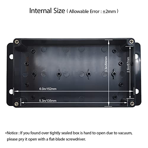 Lmioetool Junction Box Waterproof Dustproof Ip65 Abs Plastic Universal Electric Project Enclosure Black With Fixed Ear 6.22"X3.54"X2.36"(158 X 90 X 60 Mm) #TOP2