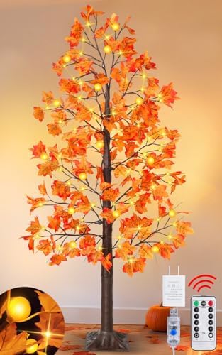 Remote Control&Timer - Fall Decor 6 Ft Artificial Lighted Prelit ...