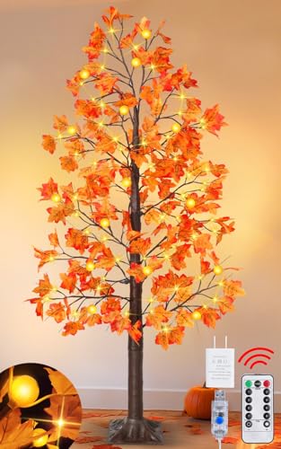 Remote Control&Timer - 6 Ft Lighted Prelit Fall Maple Tree 135 LED
