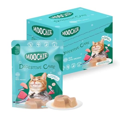 Image of Moochie Cat Wet Food Digestive Care (85g x Pack of 36)| Pate with Anchovy | Cat Probiotics and Digestive Enzymes Food | Health Supplement for Better Immune System.