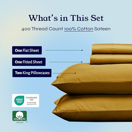 image for California Design Den King Size Sheets Set Cotton - Soft 400 Thread Co