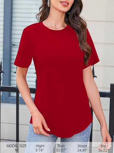 Image of Elesomo Womens Shirts Casual Crew Neck Short /Long Sleeve Tunic Tops Tees
