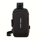 Mochila De Peito Masculina À Prova D'água Com Trava De Código USB