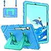 Fintie Kids Friendly Case for Samsung Galaxy Tab S10 Lite/ S10 FE/ S9 FE 10.9 Inch/Tab S9 11 Inch, Fully-Body Rugged Heavy Duty Shockproof Protective Case with Kickstand & Shoulder Strap (Blue)