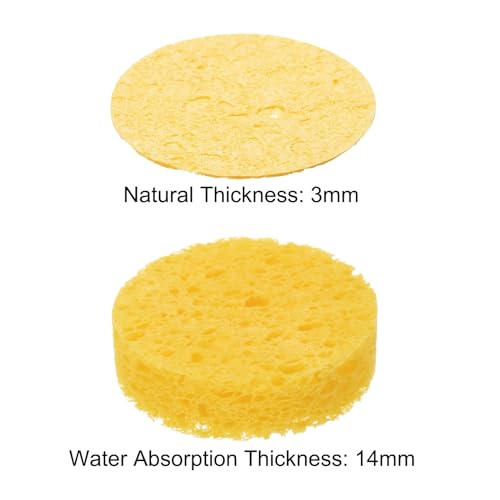 Image of MECCANIXITY 15PCS Soldering Sponge 50mm Round Deep Yellow Cleaning Pad Welding Tip Iron Replacement for Cleaning Soldering Iron 3mm Natural Thickness 14mm Water Absorption Thickness