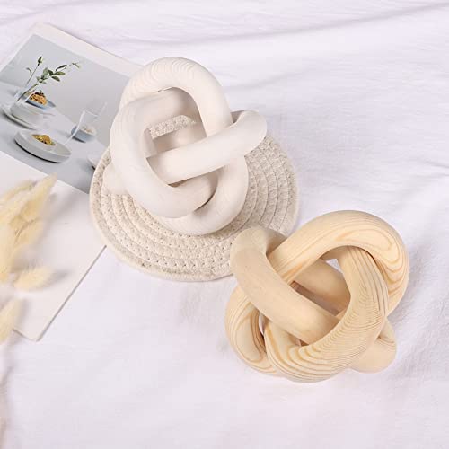 Renococo Wood Chain Link Decor 3-Link,6 Inch Dia Wood ,White/Wood Color Hand Carved,Knot Decorative Object,Coffee Table Decor,Country Chain Knot Decor,Mom Gifts thumb #7