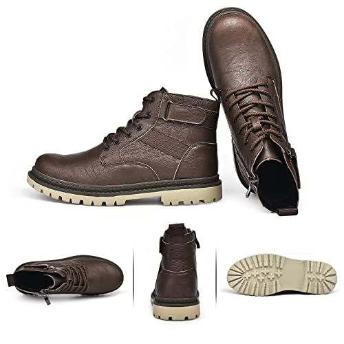 visionreast Laarzen voor heren, motorlaarzen met ritssluiting, enkellaarzen, ademend, casual leren laarzen, ronde kop, korte laarzen, outdoor, antislip springlaarzen - Image 7