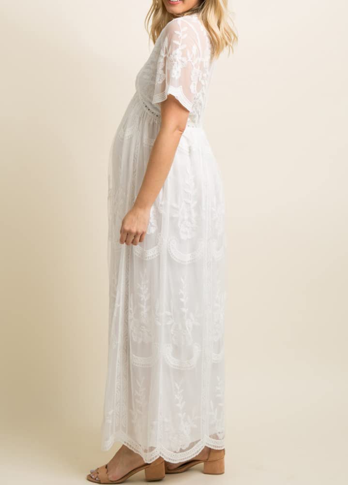 Robe Enceinte Maternité Longue Robe de Soirée Mariage Grossesse Femme Élégant col en V Robe Grossesse de Photographie Longue pour Photo Soirée Mariage