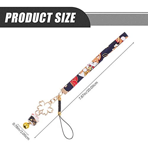 Phone Charm Kit Phone Case Chain Japanese Maneki Neko Keychain Beckoning Cat Bell Keyring 2Pcs Mobile Phone Finger Strap Bell Phone Grip Holder Lanyards Black Red Phone Case Charm #TOP1