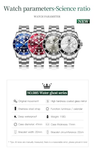 Image of OLEVS Watches for Men Quartz Fashion Business Waterproof Analog Stainless Date Week Diamond Luminous Mens Watch