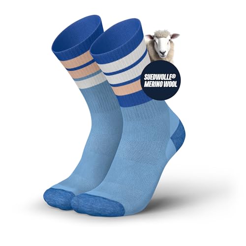 INCYLENCE MERINO Laufsocken und Wandersocken für Damen und Herren, 1 Paar (DE/NL/SE/PL, Numerisch, 35, 38, Regular, Regular, Strive Blue Light Pink)
