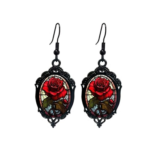 Gothic Rose Earrings Halloween Earrings for Women Vintage Cameo Dangle Earring Dark Punk Victorian Flower Drop Earring Mystery Witch Costumes Accessories Womens Halloween Costumes 2026 by wsycoo - Used condition - US$6.29