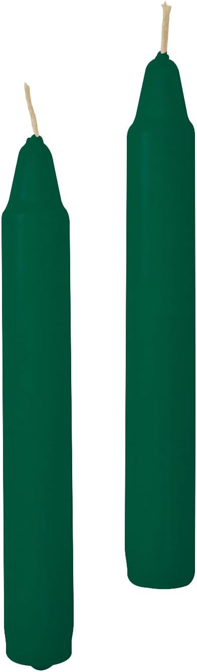 Set of 50 Cylindrical Candles Diameter 2 cm Height 16 cm - Burning Time 5 Hours - Colour Dark Green - Cereria Di Giorgio