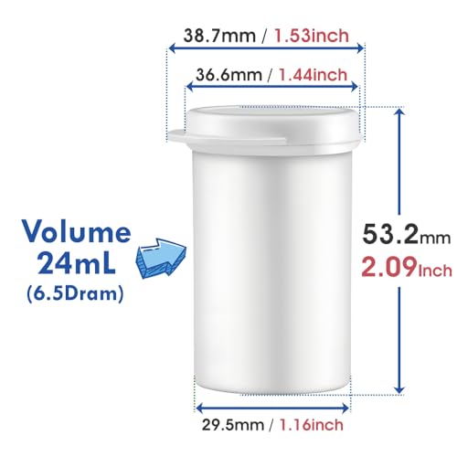 Image of Maymom Water Tight Sample Vials, Bottle, Cup, for Small Parts, Beads; Air Tight; Protect from Light, Prescription Bottle, Rx Vial (24 mL, white)