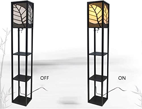 Lámpara de madera vertical con estante simple para dormitorio y oficina 6