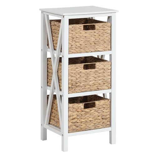 GOFLAME 3-Tier Wicker Drawers Nightstand