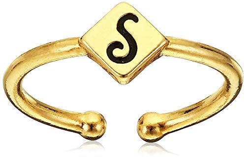 Alex And Ani Women's Initial S Adjustable Ring, 14Kt Gold Plated #TOP13