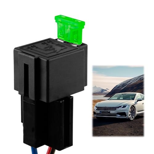 1PCS 12V 30A Relé de Fusible con 12AWG Tarea Pesada Arneses con Fusibles Integrados ATC/ATO de 30A, Relés SPST de 4 Pines, Carro Relé Relay Relais Relés para Coches, Motos y Barcos