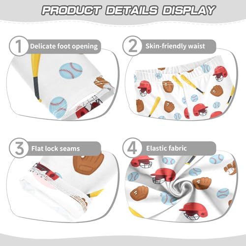 Girls Leggings Size 4T Baseball White Stretchy Breathable Tights Girl Yoga Pants for Gymnastics Dance3