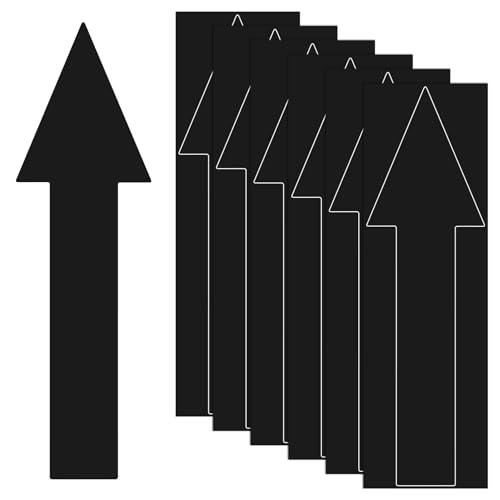 M METERXITY 6-Pack 12x4 Inch Arrow Stickers | Waterproof PVC, Self-Adhesive, Removable Floor Directional Sign Decal | for Road Instructions, Wall Event Signage, Black