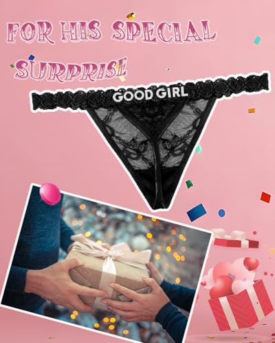 Image of Sexy Underwear for Women Lace Panties Sexy Thong with Funny Rhinestone Letters for Couple Gifts