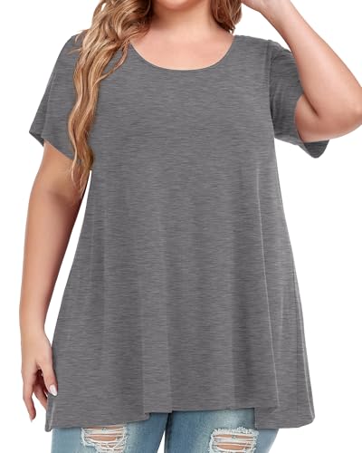Image of JOELLYUS Plus Size Tops for Women Tunic Floral Casual Short Sleeves T Shirts Flowy Blouses 2026