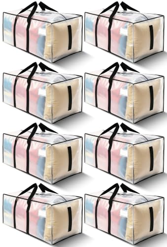 HOMESURE 8 Pack Large Strong Moving Bags with Zippers & Carrying Handles - Water-Resistant - Heavy...