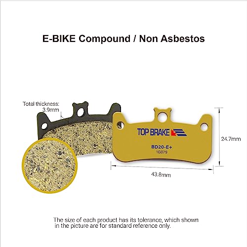 Top Brake BD20 Disc Bike Brake Pads for Formula Cura 4 (Premium E+ (E-bike compound) -Gold), Red/Gold, W:43.8 H:24.7mm - Image 4