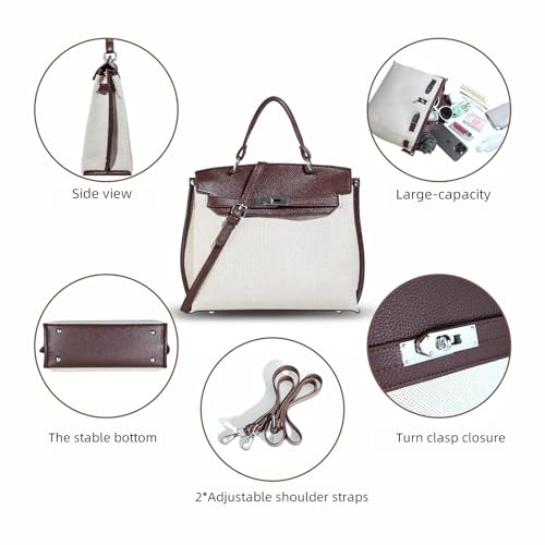 Cartiobeaty Women Top Handle Satchel Purse Handbag Designer Crossbody Tote Bag Trendy Canvas Shoulder Bag With 2 Detachable Straps thumb #3
