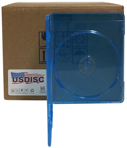 Image of USDISC Blu-ray Cases Slimline 7mm, Single 1 Disc, Clear Blue, Pack of 25