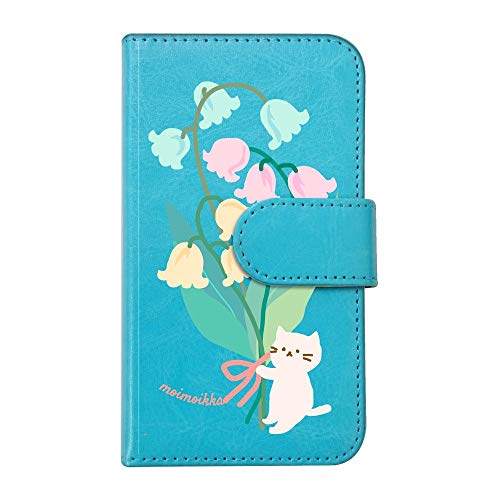 【moimoikka】 AQUOS sense2(SH-01L/SHV43) アクオス センス 2/Android One S5 対応 手帳型 スマホ ケース ねこと花束 北欧 猫 ネコ すずらん スズラン 鈴蘭 花柄 フラワー アニマル 動物 キャラクタ