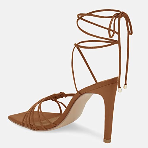 Image of Juliet Holy Womens Lace Up Heeled Sandals Square Open Toe Stiletto Heels Strappy Summer Dressy Shoes