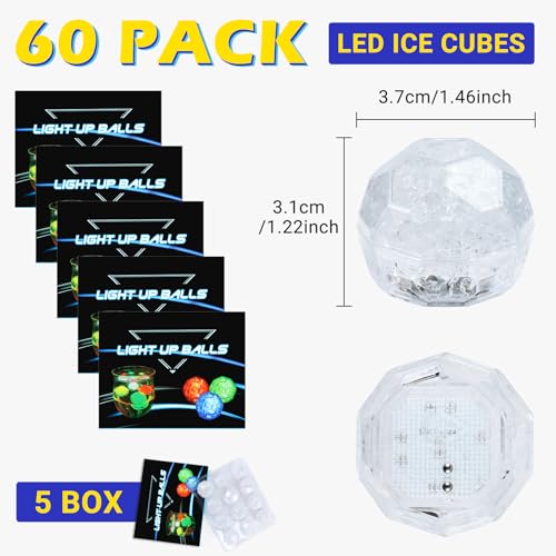 Cubos de hielo LED reutilizables multicolor, pack 60 miniatura 5
