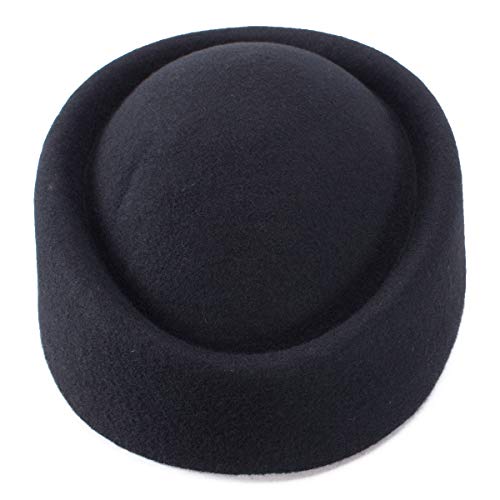 Lawliet Cocktail Fascinator Base Wool Air Hostesses Pillbox Hat Millinery Making A139 (Black)