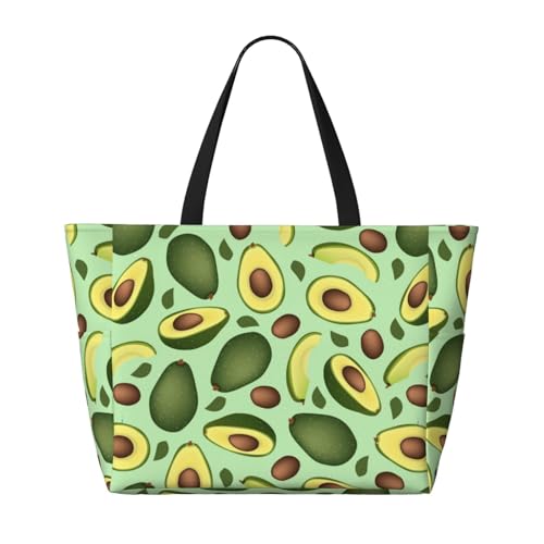 Avocado With Seeds Print Large Beach Tote Bag for Women Extra Large Capacity Sandproof Waterproof Pool Bag Suitable for Swimming Pool Gym Groceries Travel2