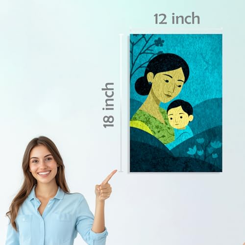 Image of SiddArtify Mother and Child Wall Art Poster Print Set - Modern Family Art for Living Room Bedroom Nursery - 12x18 inch Sticker Pack of 6