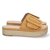 Sandales à plateforme avec jute et boucle