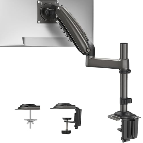 HUANUO Single Monitor Arm, Adjustable Desk Mount for 13-34 inch Screens, Holds 19.8lb, 22.44 inch Max Height, Full Motion Swivel Monitor Stand with VESA 75x75mm and 100x100mm Compatibility