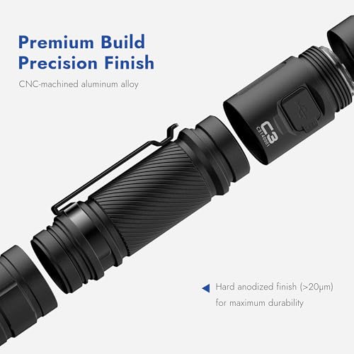 Image of WUBEN C3 Flashlight 1200 High Lumens Rechargeable Flashlights 6 Modes Super Bright IP68 LED Tactical Flashlight for Camping, Home, Emergency, Rescue, Hunting, Inspection, Repair, Tool Gifts for Men