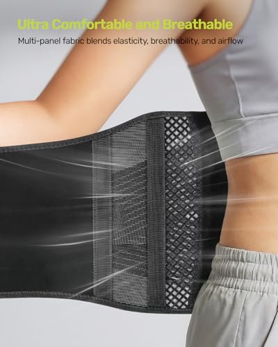 Image of Rakiie Slim Back Brace for Lower Back Pain Relief, Light Gray | Lumbar Support, Lightweight, Breathable, Ergonomic, For Men Women, Everyday Wear, Medium