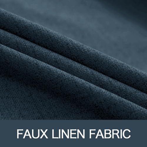 Image of MIULEE 100% Blackout Linen Textured Curtains for Bedroom Solid Thermal Insulated Navy Grommet Room Darkening Curtains & Drapes Luxury Decor for Living Room 52 x 45 Inch (2 Panels)